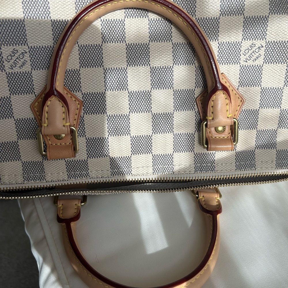 Louis Vuitton White and Gray Checkered Bag - Picture 4 of 6